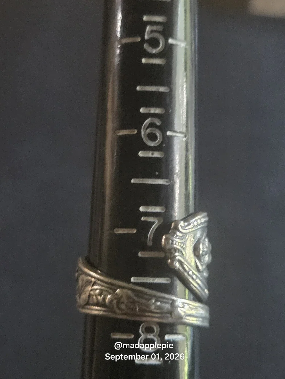Vintage Sterling Silver Spoon Ring Goddess Woman Nude Handcrafted #134